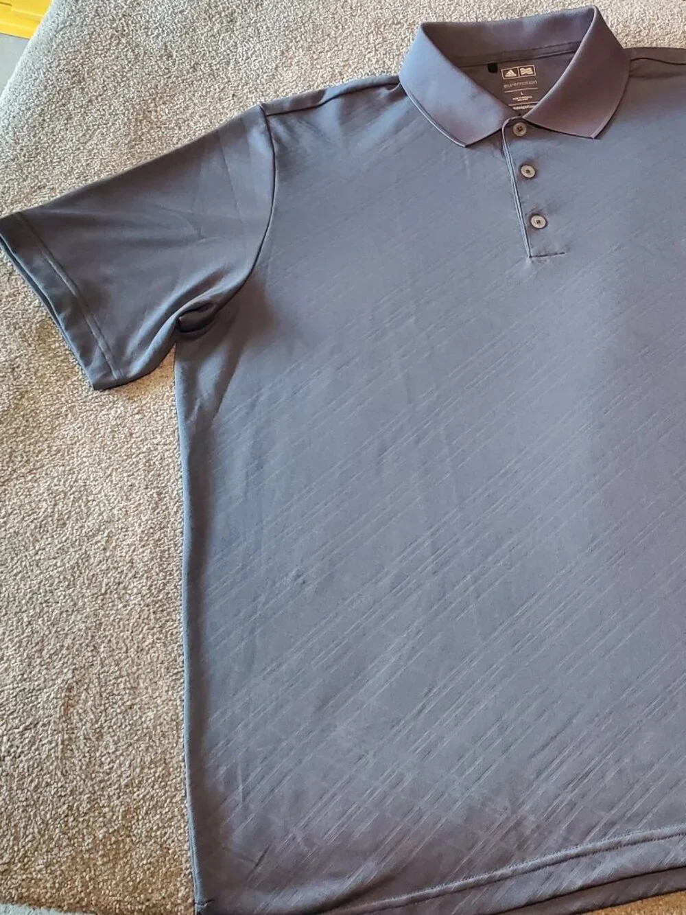 adidas Puremotion Gray Crosshatch Design Performance Large Golf Polo